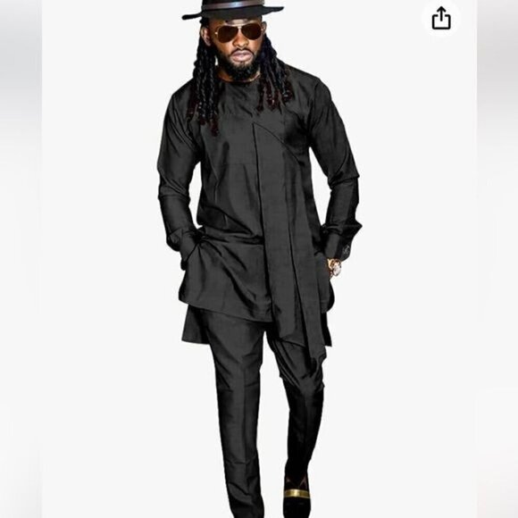SEA&ALP Men's Fashion Clothes African  Long Sleeve Casual Outfits Blouse Pockets - Picture 1 of 9